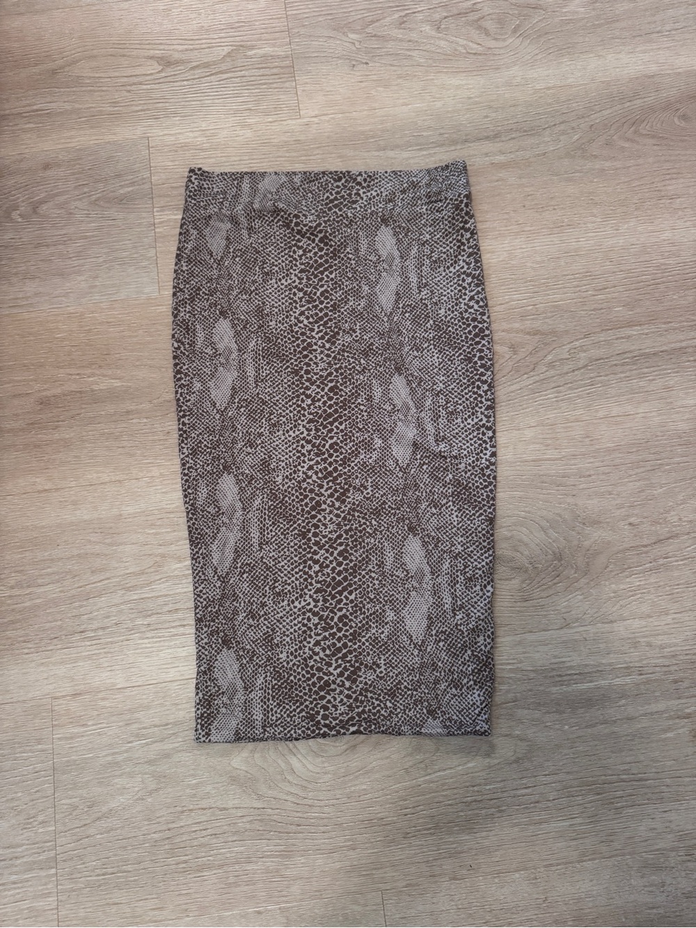 acacia swimwear Brown Snake-Print Pencil Midi Skirt